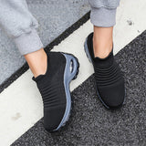 Women's Sock Sneakers Mesh Air Cushion Platform Walking Slip on Shoes Size 4.5-10