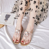 Women Sandals Summer Boho Casual Flat T-Strap Thong Elastic Comfortable Flip Flops Beach shoes