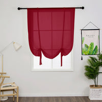 Tie Up Window Curtains, Sheer Window Drapes,Short Curtain Scarf,Cafe Kitchen Curtain Valance,Rod Pocket Curtain Panel