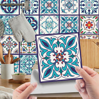 24Pcs Floral Mosaic Tile Stickers Self Adhesive Home Wall Decor Transfers Decal