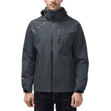Men Solid Color Windproof Waterproof Jacket Outdoor Lapel Neck Windbreaker Coat