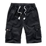 Men Casual Cargo Short Pants Hiking Elastic Waist Drawstring Pants Plus Size