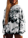Women's Tie Dye Hoodie Long Sleeve Hooded Sport Gym Casual Loose Sweatshirt Tops