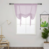 Tie Up Window Curtains, Sheer Window Drapes,Short Curtain Scarf,Cafe Kitchen Curtain Valance,Rod Pocket Curtain Panel