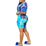 Womens Casual Set Tie Dye Printed Short Sleeve Printed Tank+Short Pants Homewear