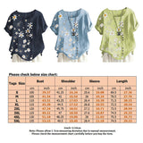 Women Crew Neck T-Shirt Daisy Printing Ruffles Short Sleeve Top Blouse Pullover