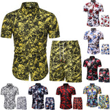 Men Hawaiian Short Sleeve Shirt Shorts Set Casual Beach Holiday Suit Loungewear