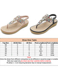 Women's Flat Sandals T-Strap Boho Style Rhinestone Flower Bead Summer Sandals