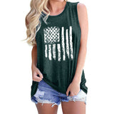 Women's Round Neck Sleeveless Loose Tank National Flag Printed Pullover Summer
