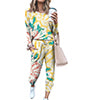 Womens Tie-Dye Pajamas Set Loungewear Homewear Long Sleeve Tops + Pants Trousers