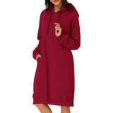 Womens Casual Hooded Sweatshirt Long Sleeve Sweater Hoodies Ladies Jumper Dress