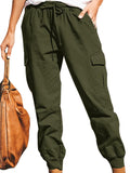 Women Plus Size Casual Cargo Pants Sports Jogging Trousers Elastic Waist Slacks