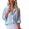 Women's Solid Long Sleeve Shirt Tops Casual Loose Pocket Cardigan Blouse Tunic