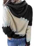 Women Casual Loose Hoodie Tie Dye Print Hooded Long Sleeve Sweater Pullover Tops