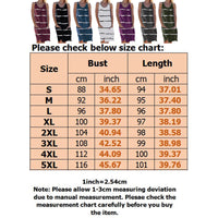 Women Striped Beach Slip Skirt Knee Length Sleeveless Round Neck Dress Plus Size