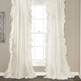 Ruffle Rod Pocket Curtain Thermal Insulated Semi Blackout Window Curtain Panels for Living Room Kids Bedroom Decor, Single Panel