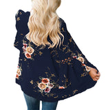 Lady Lace Hollow Flowers Flared Sleeve Open Front Outwear Casual Light Smock Top