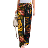 Women's Wide Leg Pants Vintage Cotton Linen Long Lightweight Elastic Waist Pants