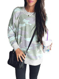 Women Long Sleeve Camouflage Pullover T-Shirt Loose Jumper Tops Sweatshirt Tunic