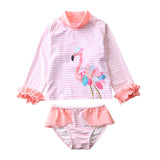 Two-Piece Baby Toddler Girls Rash Guard Swimsuit Swim Tops + Swim Briefs Swimwear Multi-style