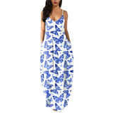 Women's Loose Floral Maxi Dresses Casual Long Dresses 2 Side Pockets Boho Dress