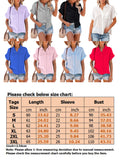 Women Lapel Top Short Sleeve Solid Color T-Shirt Blouse Casual Pullover Button