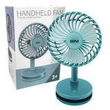 Rechargeable Desk Fan Portable Ultra-Quiet 3 Mode LED Light USB Mini Desktop Fan