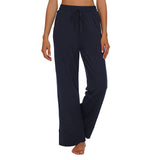 Womens High Waist Wide Leg Trousers Casual Elastic Loose Solid Yoga Long Pants