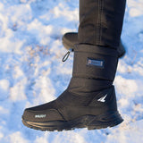 Mens Winter Mid-Calf Snow Boot Faux Fur Warm Waterproof Slip On Outdoor Athletic
