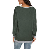 Women's Solid Scoop Neck T-shirt Autumn Long Sleeve Blouse Pullover Casual Tops