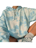 Women's Tie Dye Hoodie Long Sleeve Hooded Sport Gym Casual Loose Sweatshirt Tops