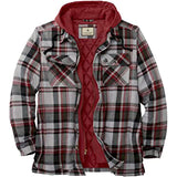 Men's Plaid Stripes Print Jacket Zip Top Hooded Long Sleeve Coat Thicken Coat