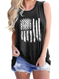 Women's Round Neck Sleeveless Loose Tank National Flag Printed Pullover Summer