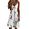 Women Sleeveless V Neck Spaghetti Strap Mini Dress Flower Casual A-line Sundress