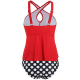 Women Tummy Control Tankini Swimsuit Two Piece Swimwear Ladies Swing Tankini Set Beachwear Ruffled Bikini Set Swimming Costumes Bathing Suit Push Up Padded Bra Backless Tankini Tops with Swim Bottoms