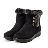 Womens Winter Snow Boots Plush Lined Anti-Slip Ankle Booties Flat Shoes with Zip