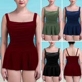 Womens One-Piece Skirted Tankini Swimwear Swim Dress Bikini Swimsuit Push-up Bra