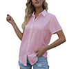 Women's Casual Solid Color Lapel Short Sleeve Shirt Loose Casual Cardigan Tops
