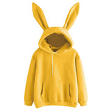 Women's Solid Color Bunny Ears Hooded Casual Sweatshirt Hoodie Jumper Pullover