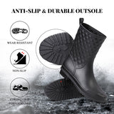 Women Rain Boots Black Waterproof Mid Calf Booties Fashion Out Work Garden Shoes