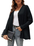 Women's Solid Casual Long Sleeve Ruched Cardigan Coat Outwear Jacket Open Front