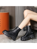 Womens Ladies Chunky Platform Shoes Retro Lace Up Combat Army Goth Punk Boots