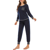 Women's Pajama Set Sleepshirt Long Sleeve Tops Pants Trousers Nightwear Homewear