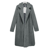 Women Fuzzy Fleece Lapel Open Front Long Cardigan Coat Faux Fur Warm Winter Outwear Jackets