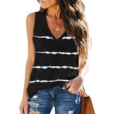 Women Stripe V-Neck Vest Tank Top Sleeveless T-Shirt Loose Pullover Blouse Tee