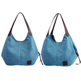 Women Fashion Tote Shoulder Bag Casual Canvas Handbag Retro Tote Purse Messenger Bag Large Capacity Travel School Bag