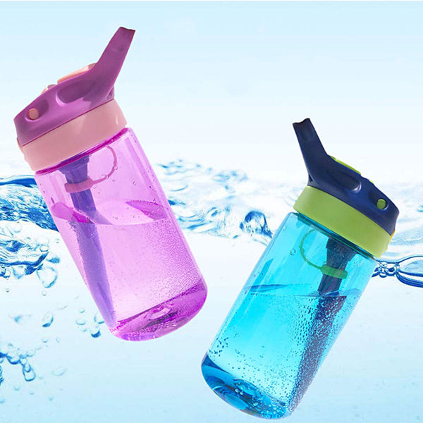 480ml Portable Children Kids Plastic BPA Free Water Bottle With Straw Drinking Cup Sports Bottles Leak Proof
