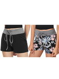 Womens Casual Printed Yoga Shorts Fitness Gym Hot Pants Elastic Waist Drawstring