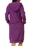 Womens Casual Hooded Sweatshirt Long Sleeve Sweater Hoodies Ladies Jumper Dress