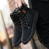 Mens Casual Comfort Shoes Flat Lace-Up Outdoor Hiking Work High Top Sneakers